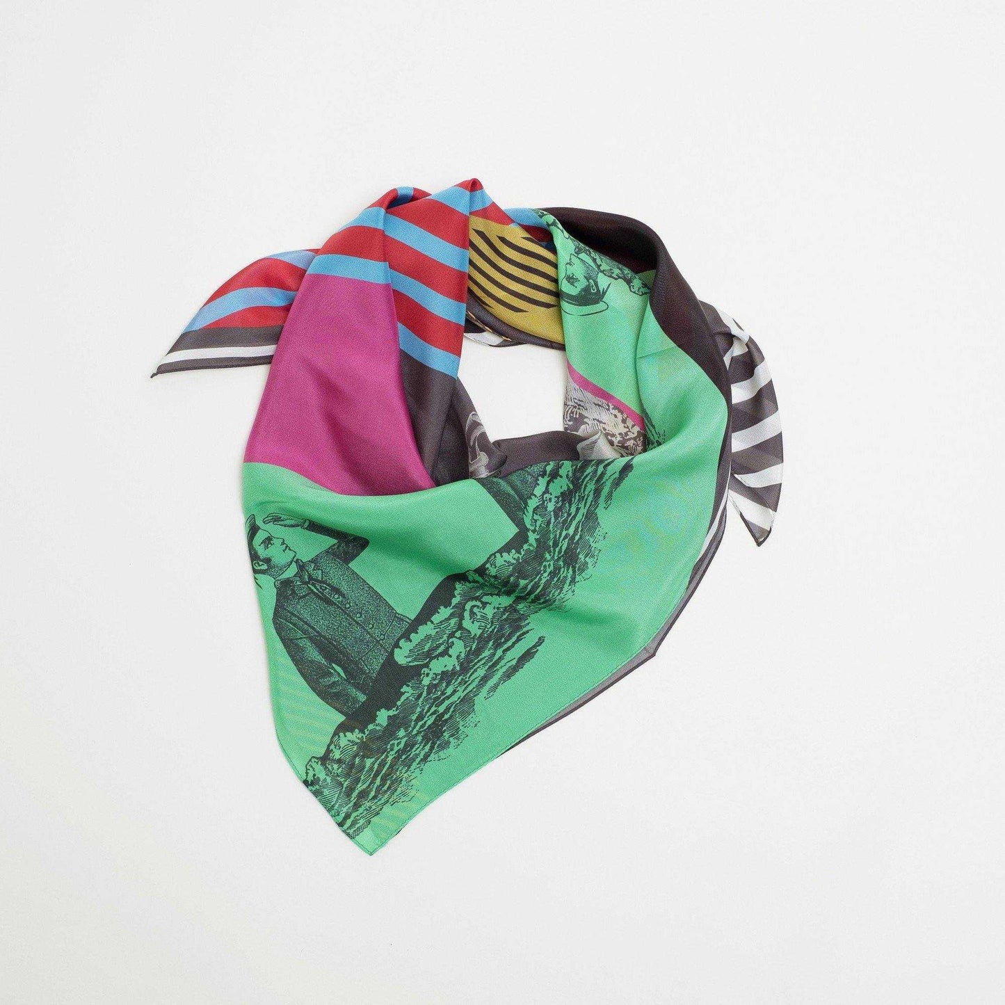 Japanese Printed Silk 'Message in a bottle' multi 大判スカーフ