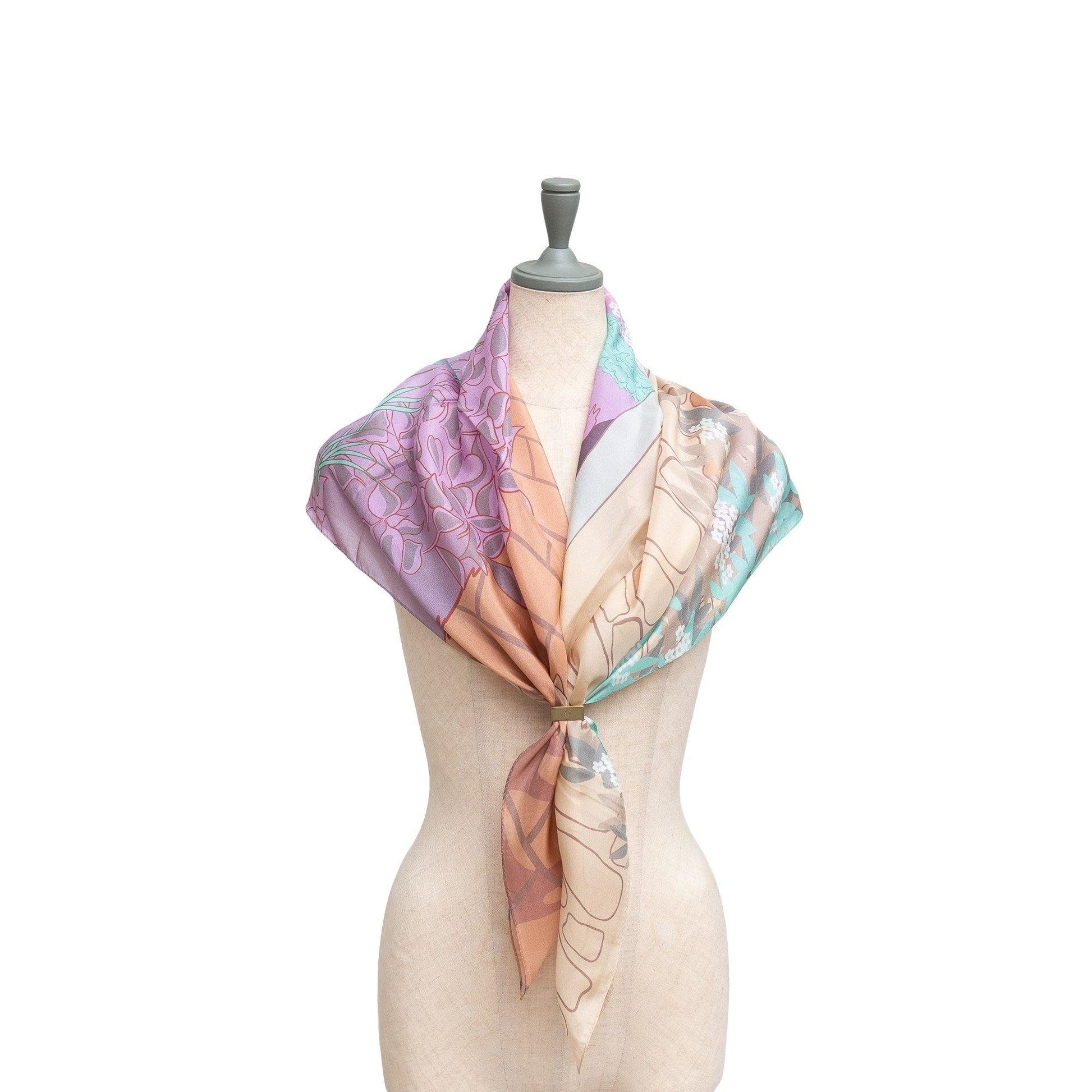 再入荷 Japanese Printed Silk 'A Very English Garden' pink 大判スカーフ