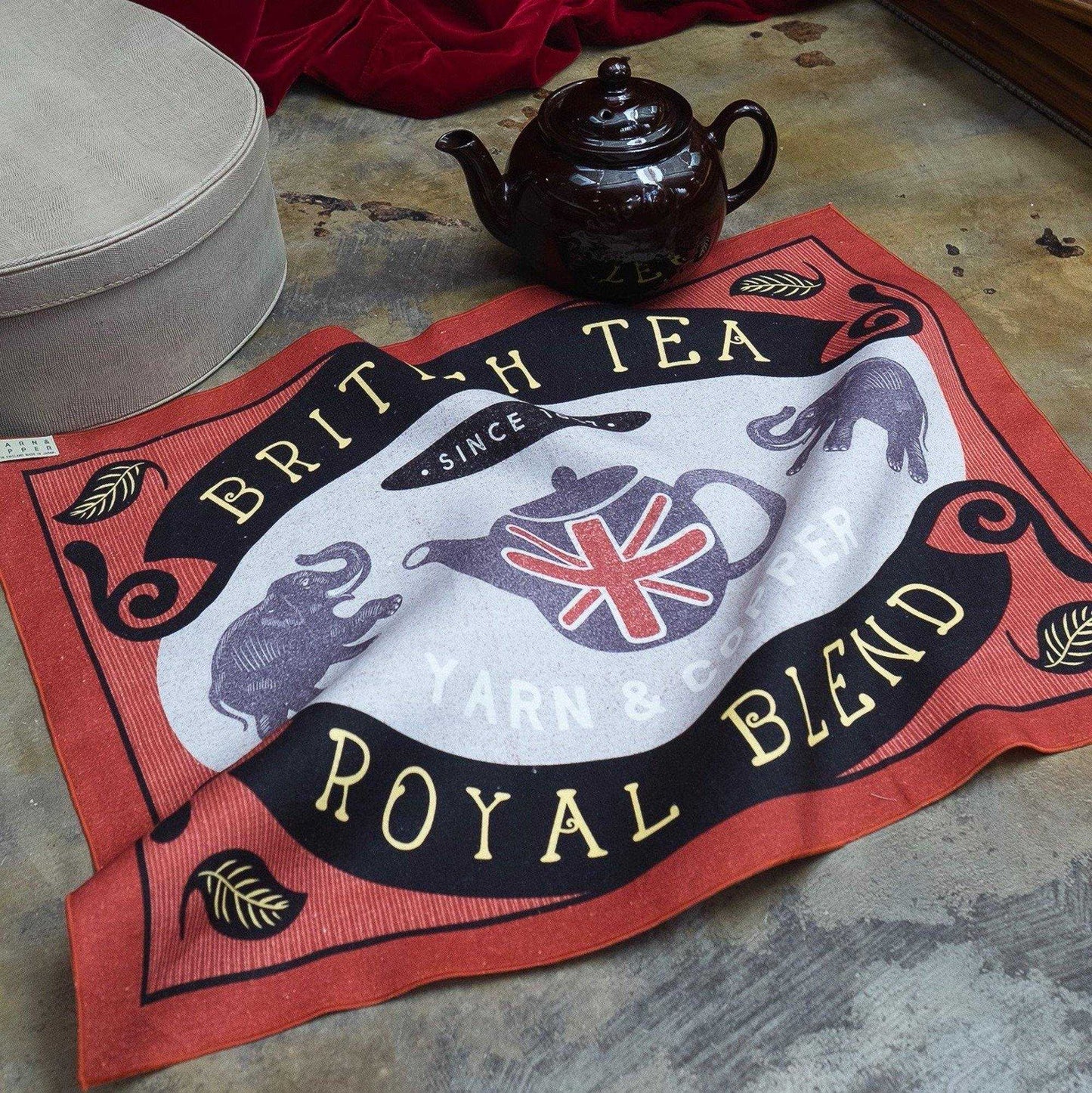 近江リネン Japanese Linen キッチンタオル  ’Great British Tea’ Scarlet