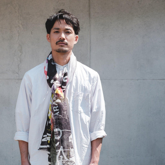 近江リネン Japanese Linen 'Party All Night' black ロングストール