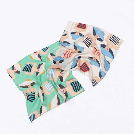 2色 Japanese Printed Double gaze Organic cotton 'Swimsuits' ハンカチ