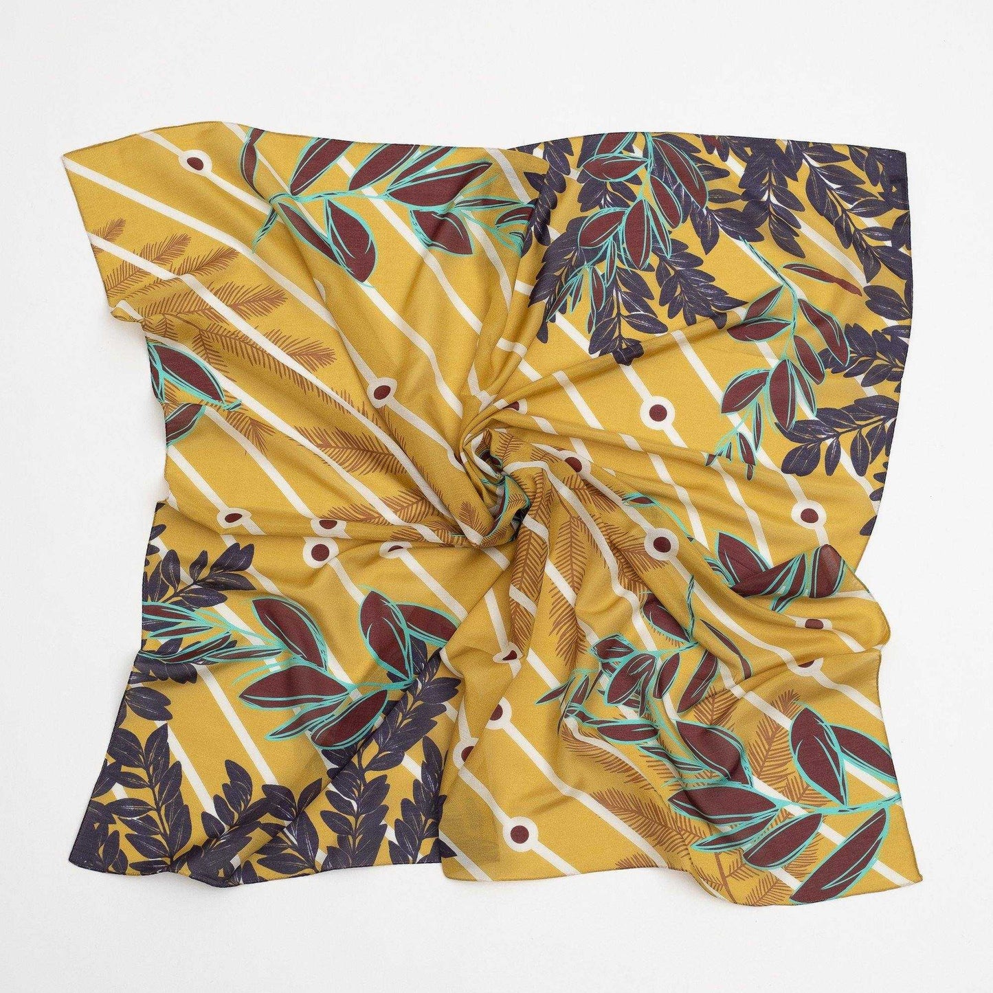 Japanese Printed Silk Cotton 'Rotherhithe' Mustard 大判スカーフ