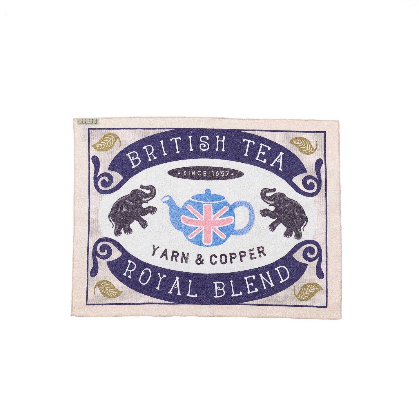 近江リネン Japanese Linen キッチンタオル ’Great British Tea’ Sand Grey