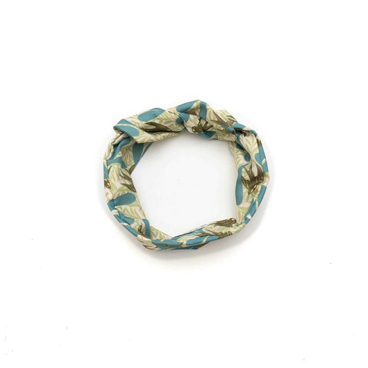 Japanese Printed Silk headband 'Swift Swallow' green ヘッドスカーフ