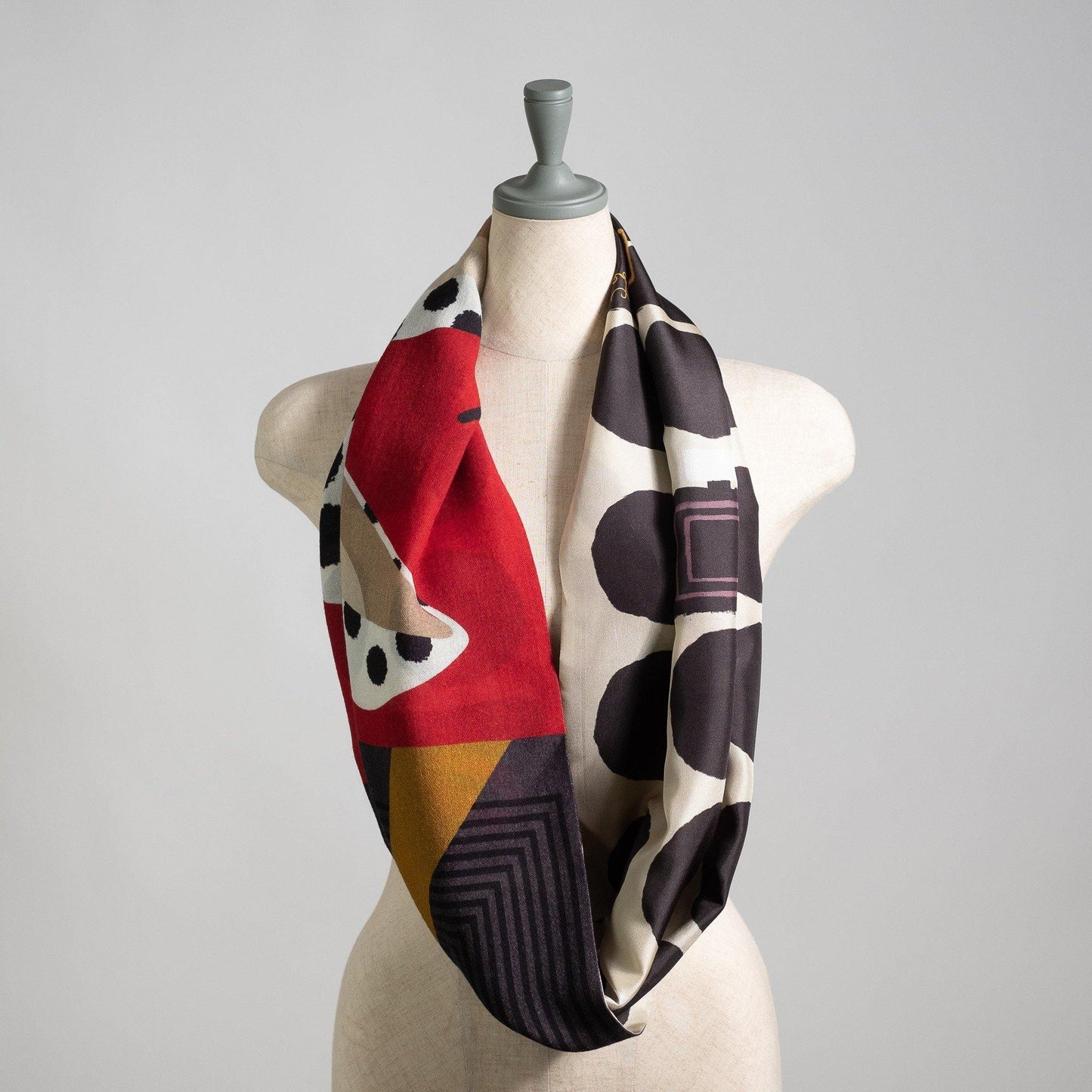 Japanese Printed Silk & Merino Wool 'Friday Night' ループスカーフ
