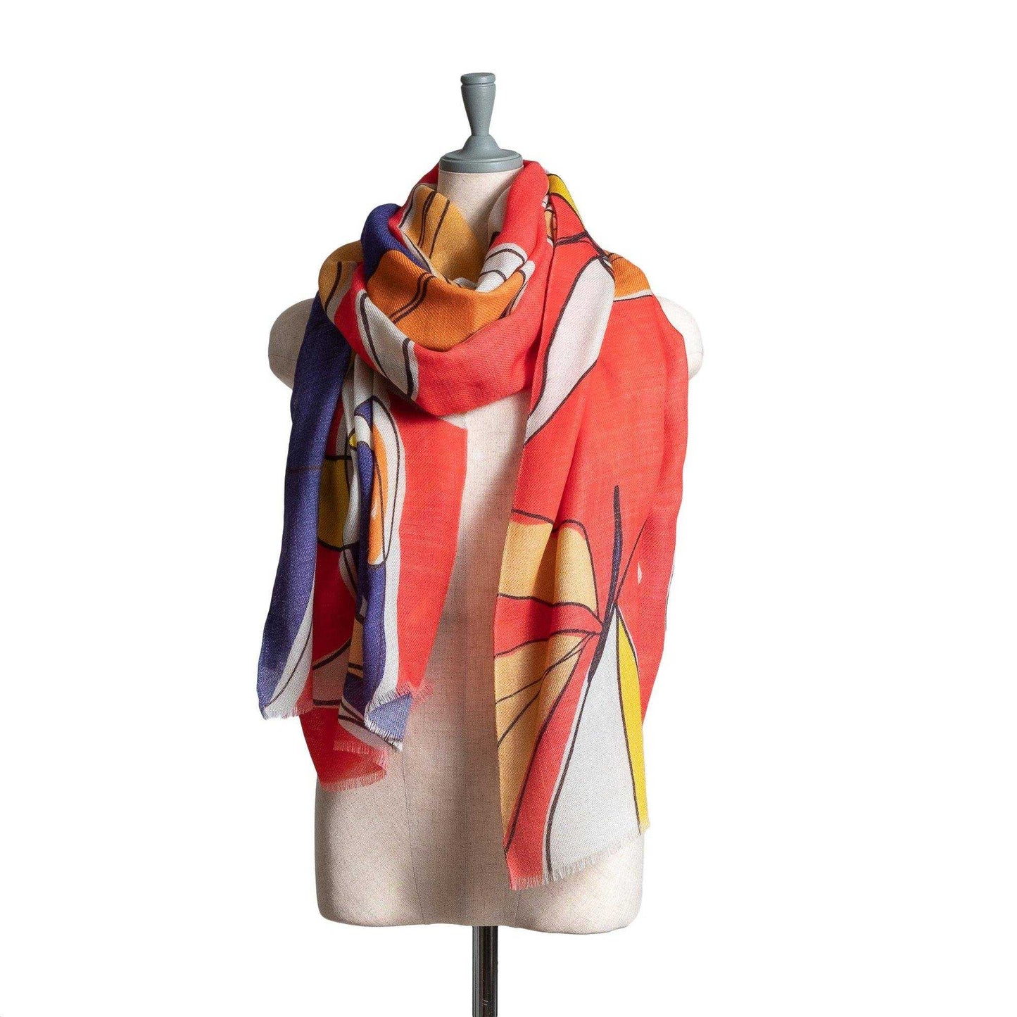 Japanese Printed Soft wool twill 'Hayes' red ロングストール