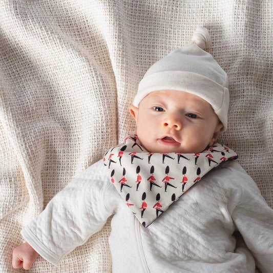 Japanese Printed organic cotton bib リバーシブルスタイ 'March'