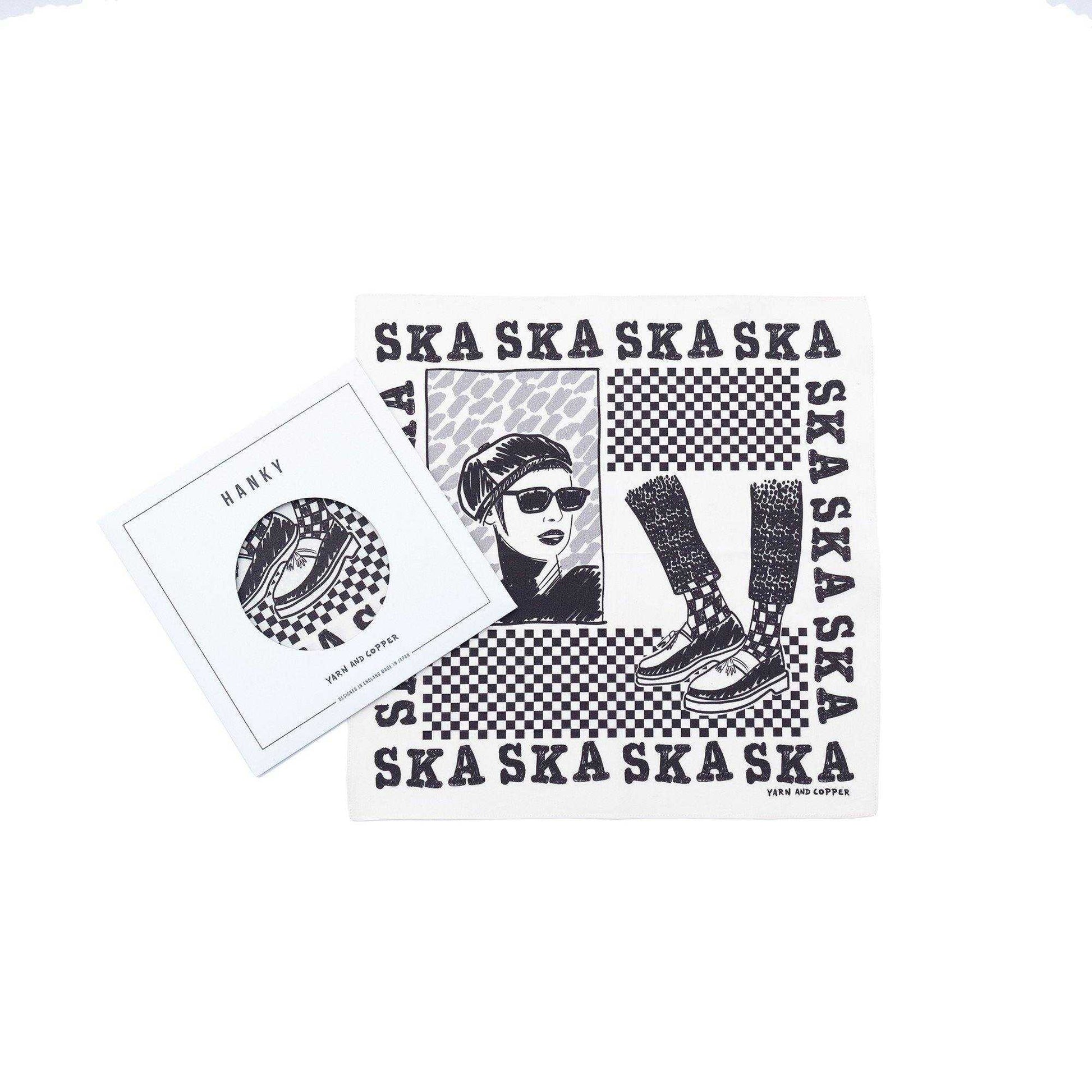 Japanese Printed Organic cotton `SKA SKA SKA`  ブロードハンカチ/ポケットチーフ