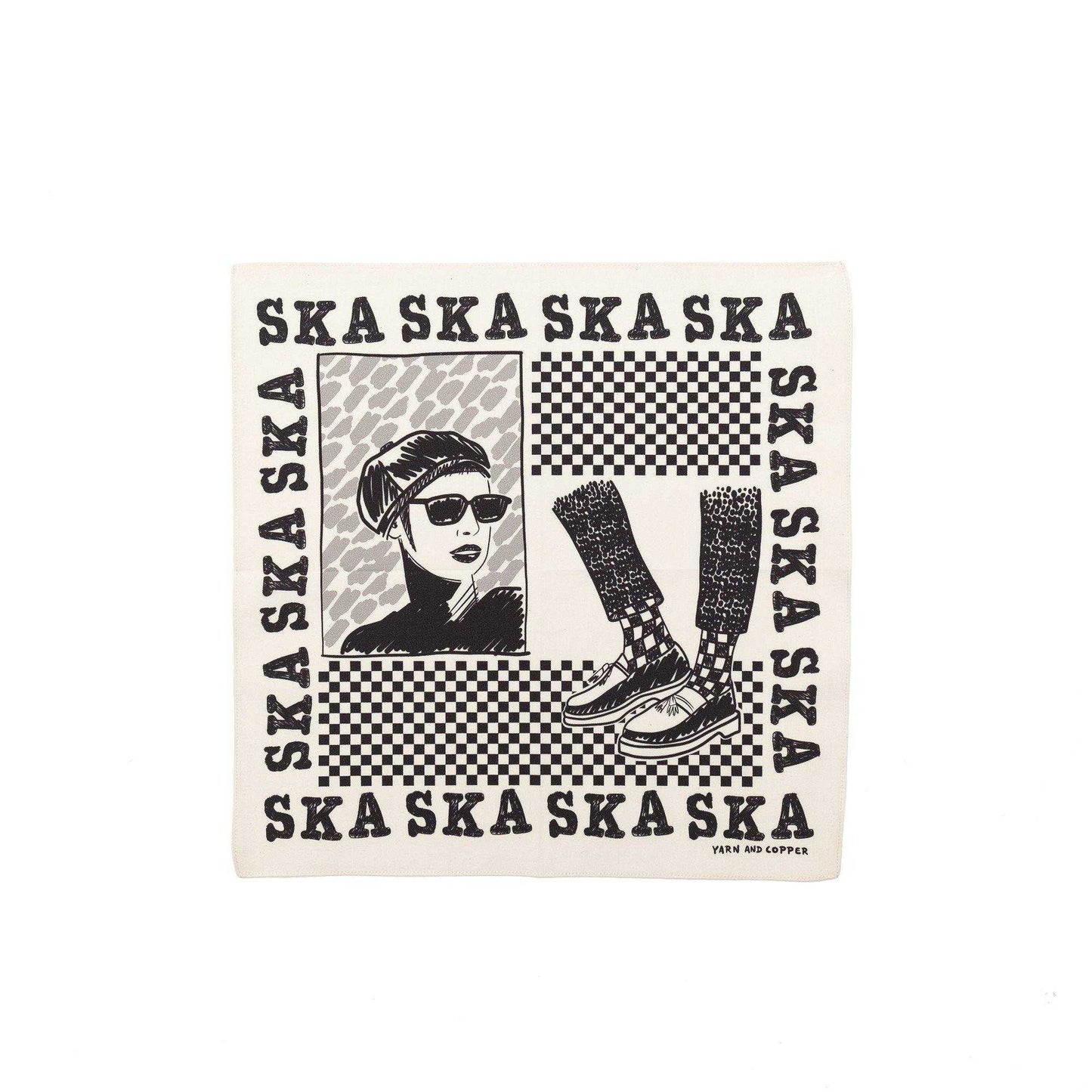 Japanese Printed Organic cotton `SKA SKA SKA` ブロードハンカチ/ポケットチーフ