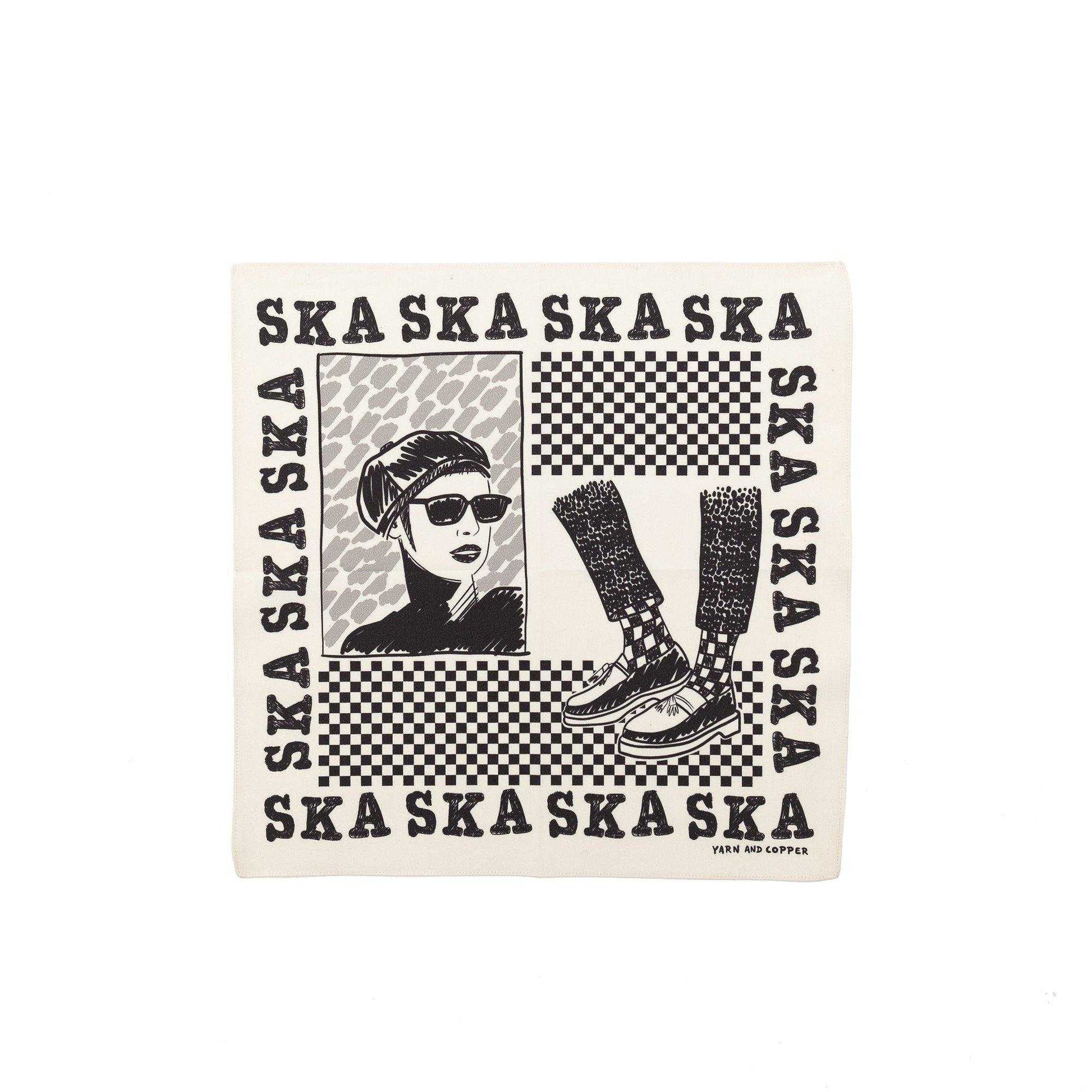 Japanese Printed Organic cotton `SKA SKA SKA`  ブロードハンカチ/ポケットチーフ