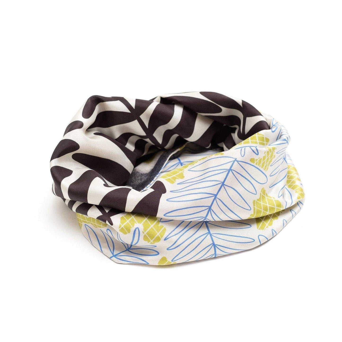 Japanese Printed Silk & Merino Wool 'Harrogate' Winter White ループスカーフ