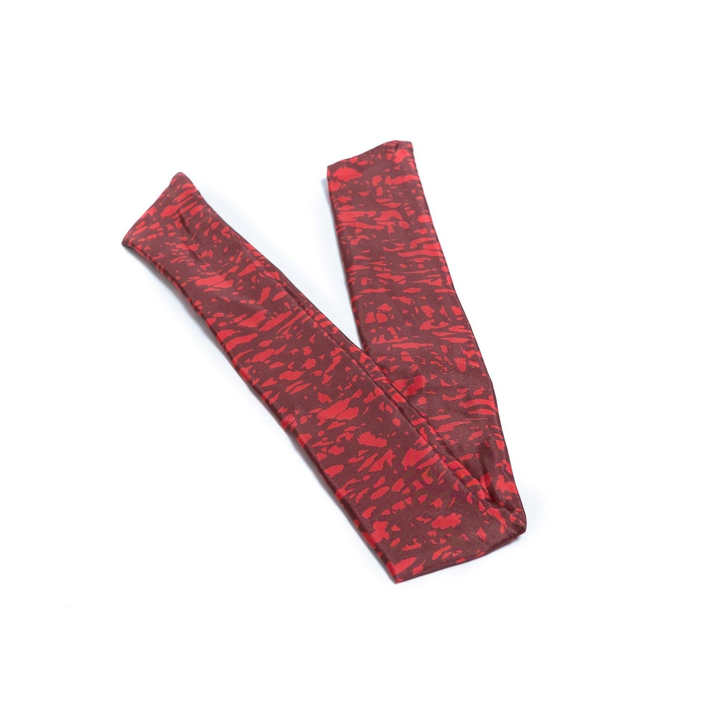 Japanese Printed Silk headband 'Unfinished' deep red ヘッドスカーフ