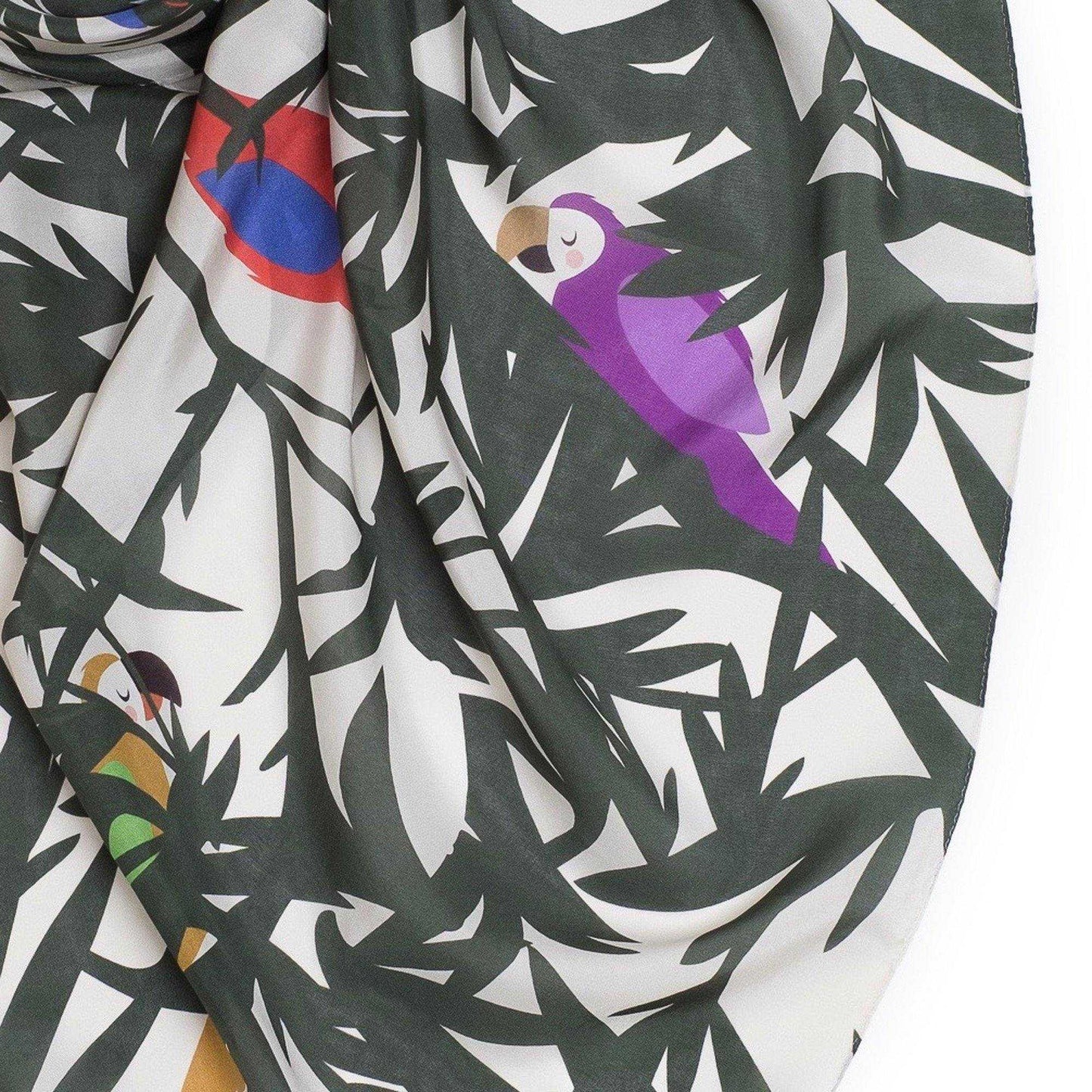 Japanese Printed Silk 'Peekaboo' green 大判スカーフ | YARN&COPPER