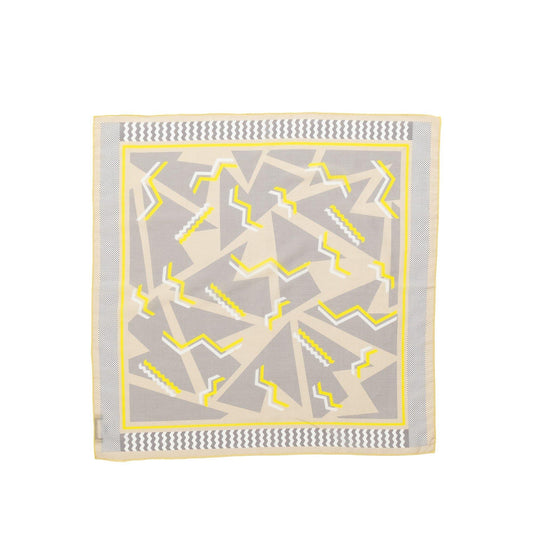 Japanese Printed Silk Cotton 'Bloomsberg’ Beige リング付きミニスカーフ