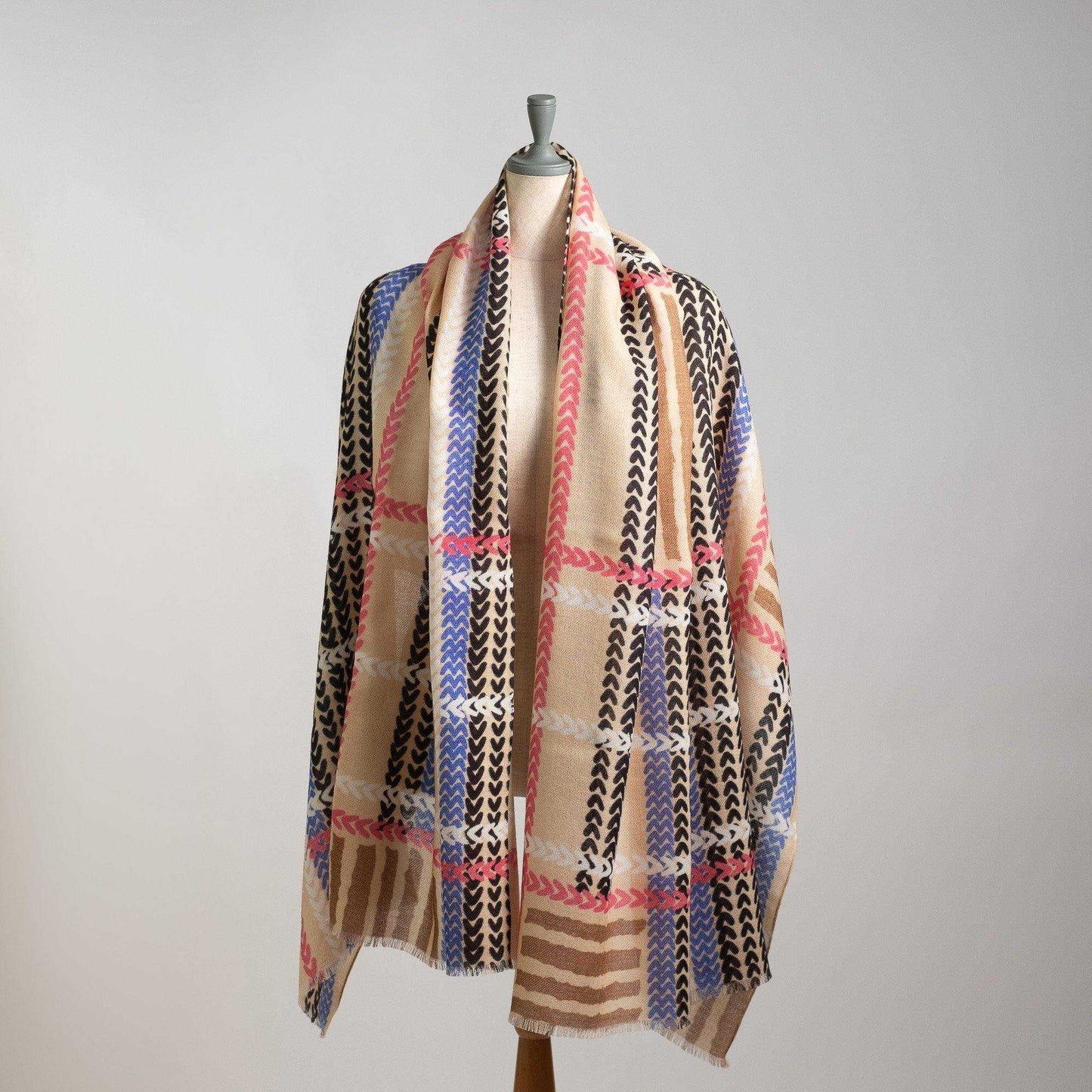 Japanese Printed Soft wool twill 'Bermondsey' beige ロングストール