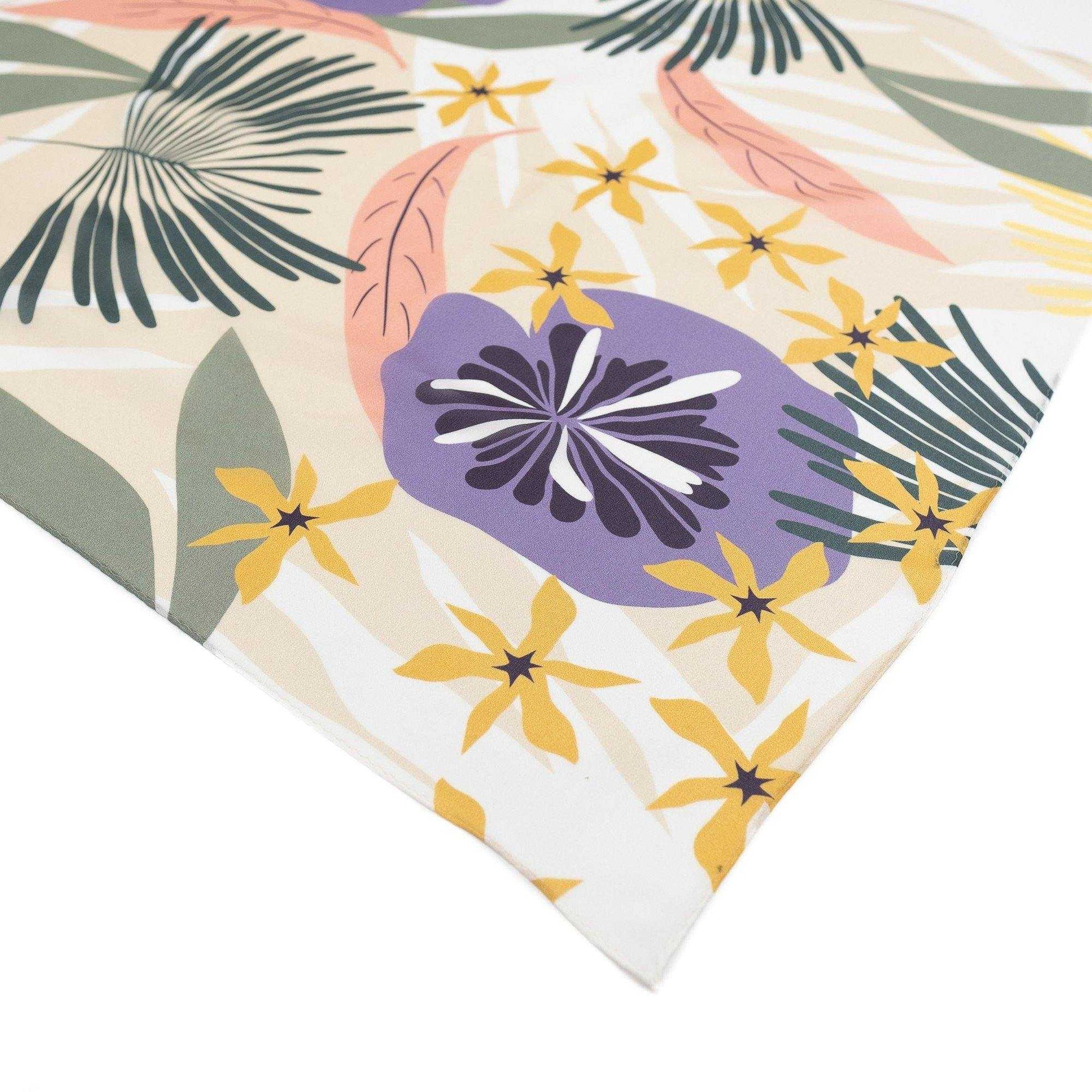 Japanese Printed Silk 'Tropics' Cream リング付きミニスカーフ | YARN&COPPER