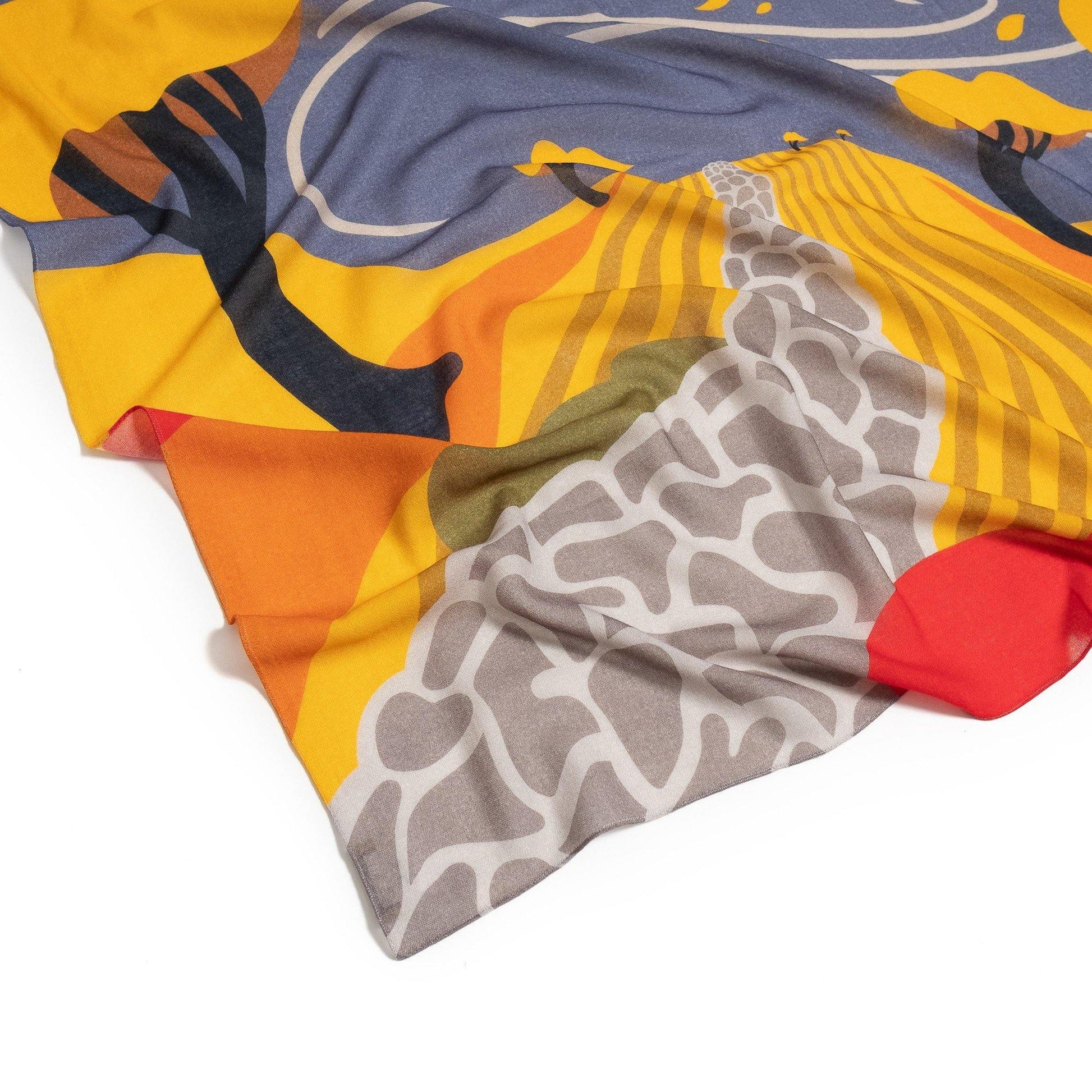 Japanese Merino Wool 'Autumn Winds' golden yellow 正方形スカーフ