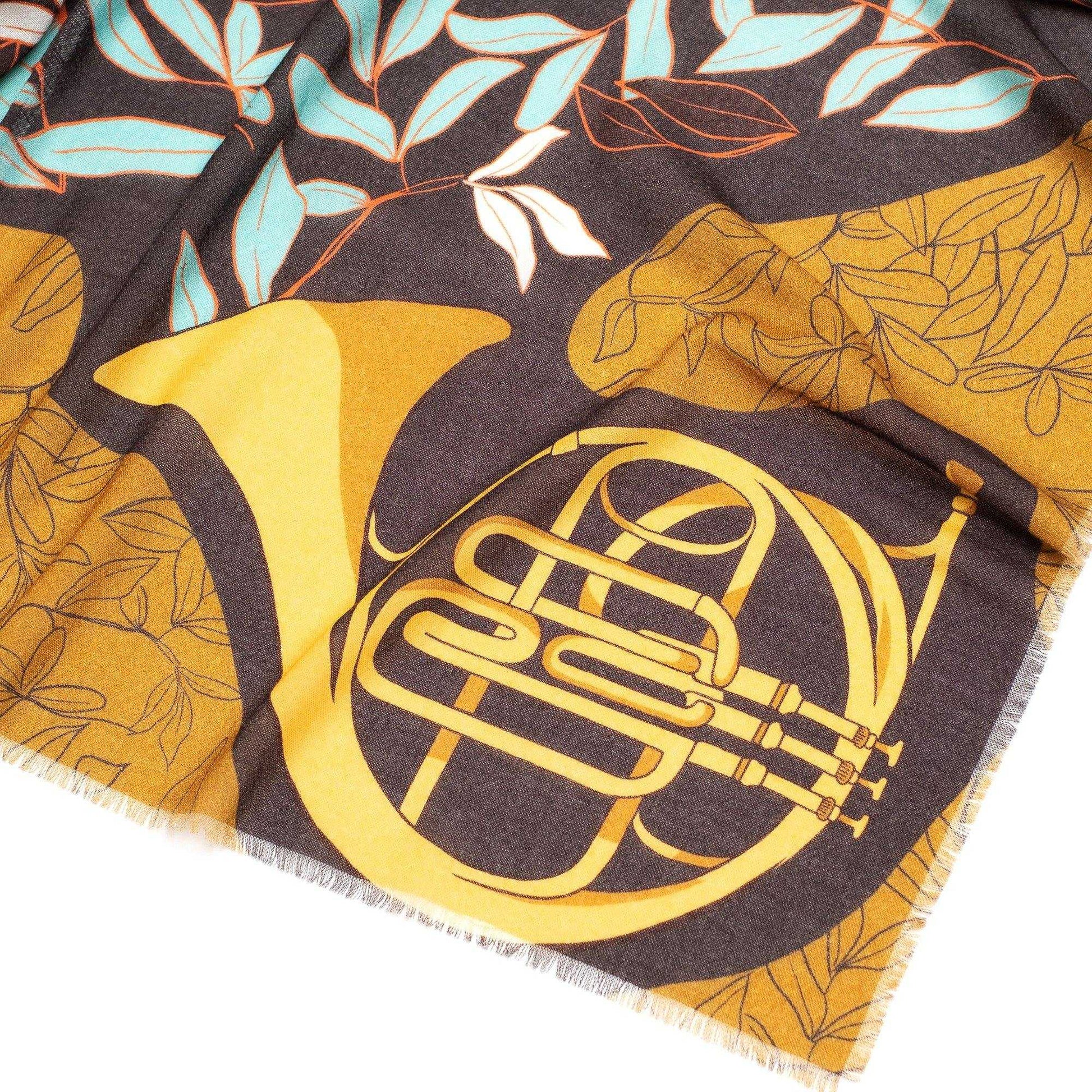 再入荷!Japanese Merino Wool  'Notting Hill' Mustard 正方形スカーフ