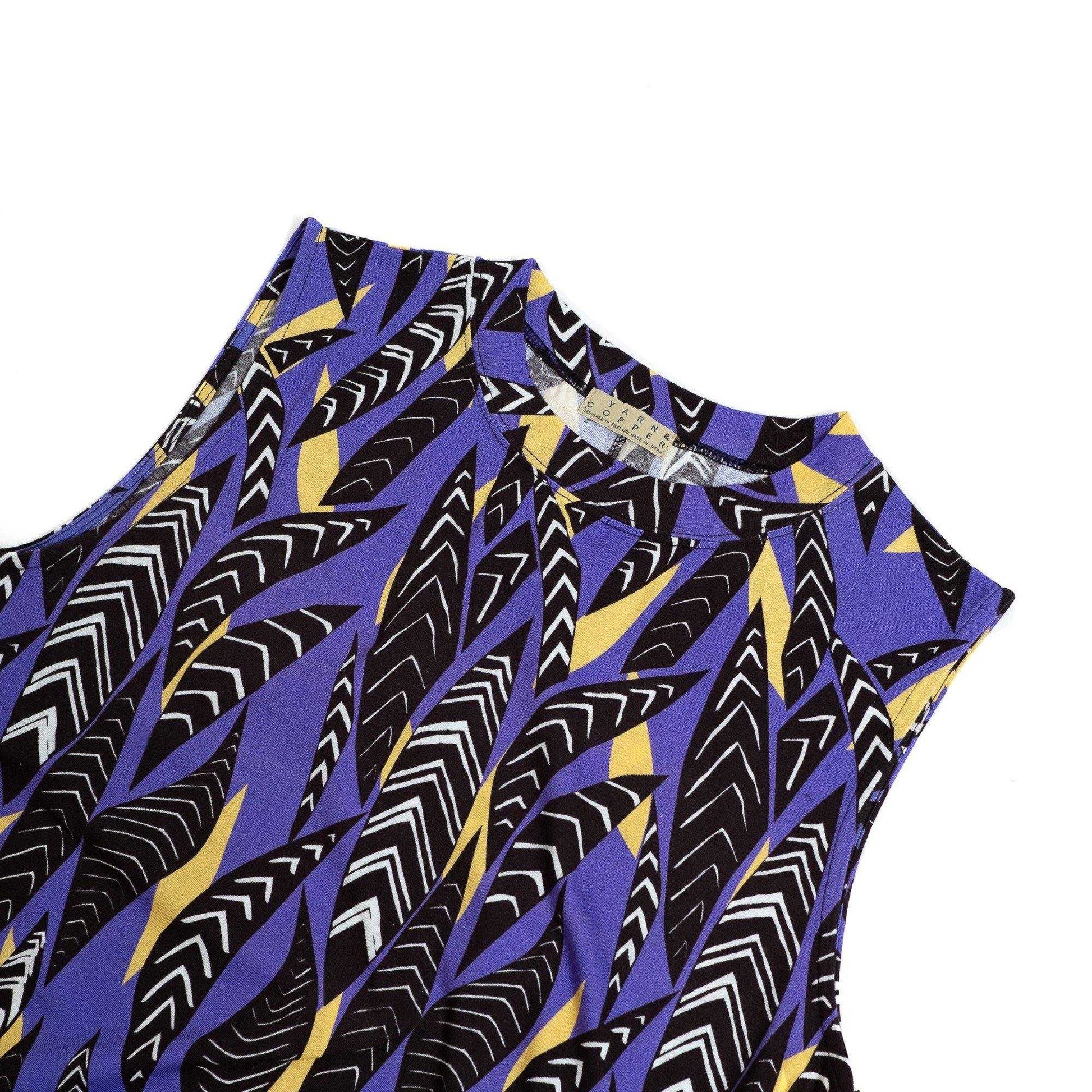 Japanese Printed Organic Cotton 'House Plant' purple タンクドレス