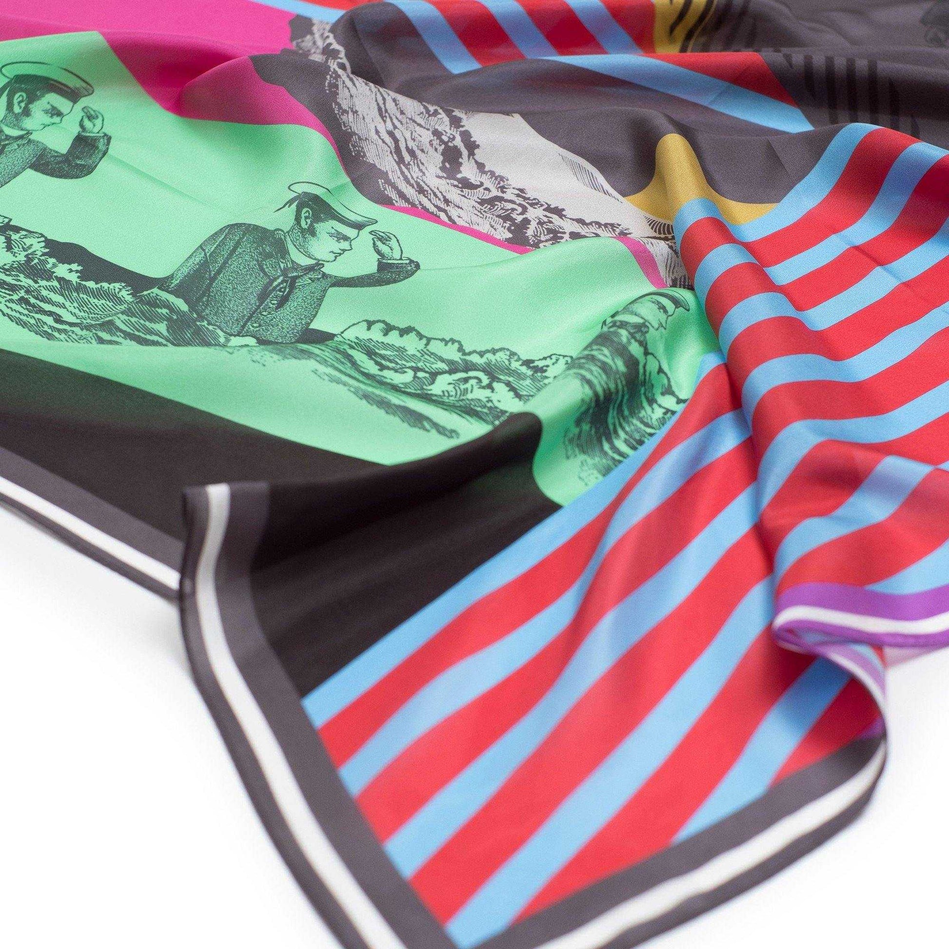 Japanese Printed Silk 'Message in a bottle' multi 大判スカーフ