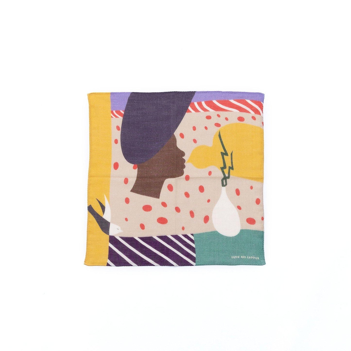 2色 Japanese Printed Double gaze Organic cotton 'Gossip' ハンカチ