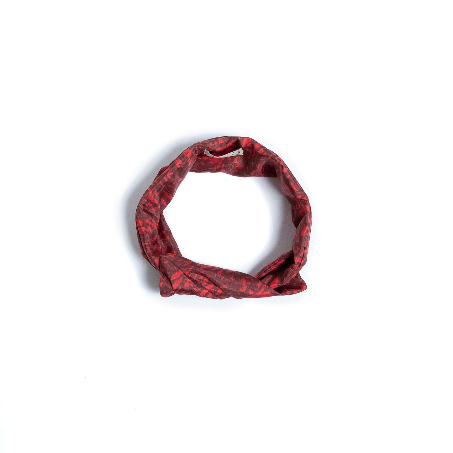 Japanese Printed Silk headband 'Unfinished' deep red ヘッドスカーフ