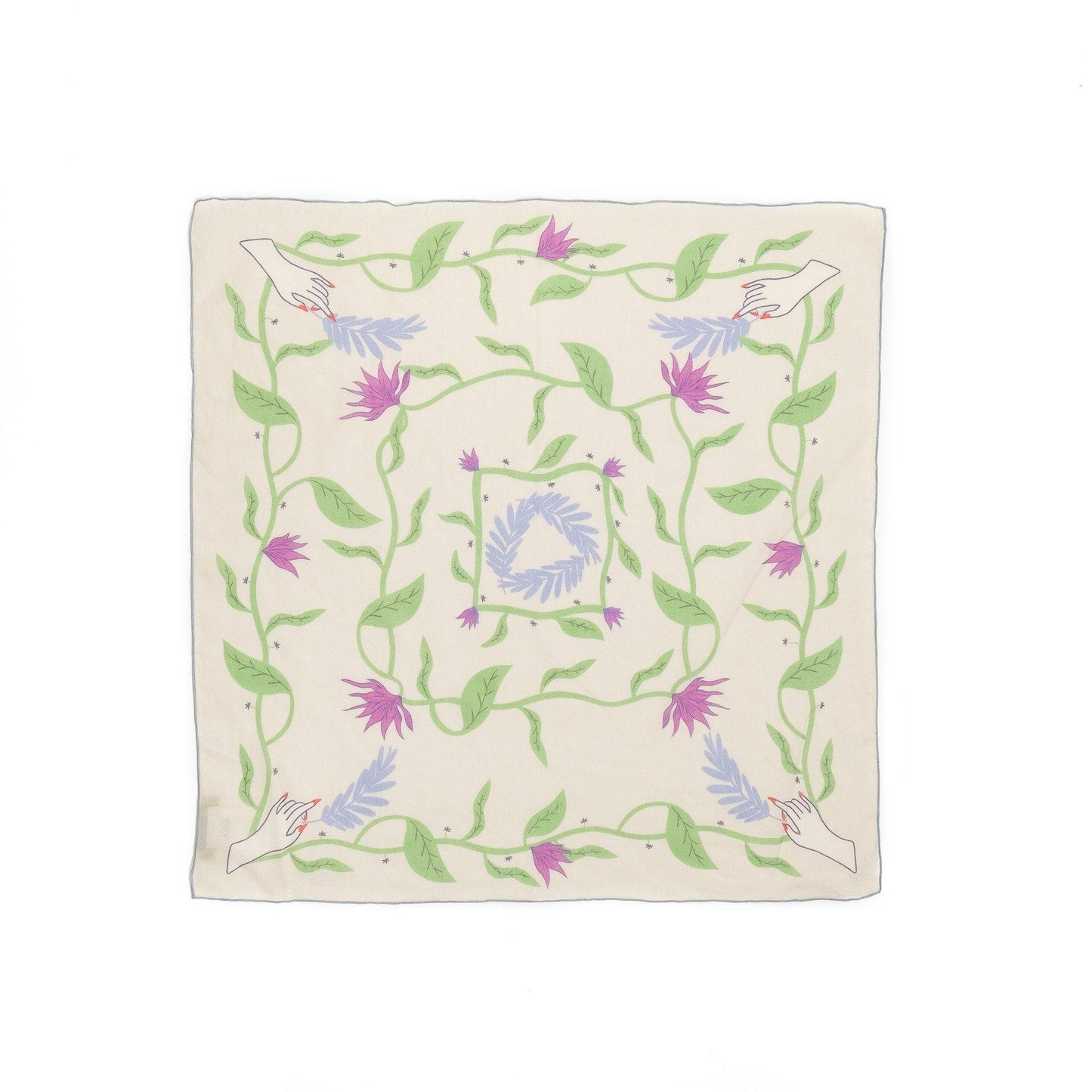 Japanese Printed OrganicCotton 'TheForbiddenForest' Cream  リング付きミニスカーフ