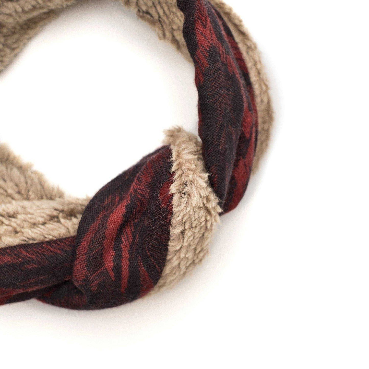 Merino Wool 'Barrington' Red リバーシブルヘッドスカーフ/ミニスカーフ