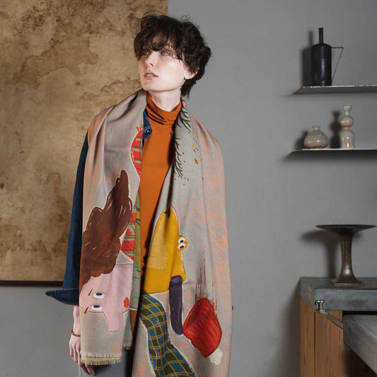 Japanese Merino Wool 'Scarves in the Wind' 二重仕立てのロングストール