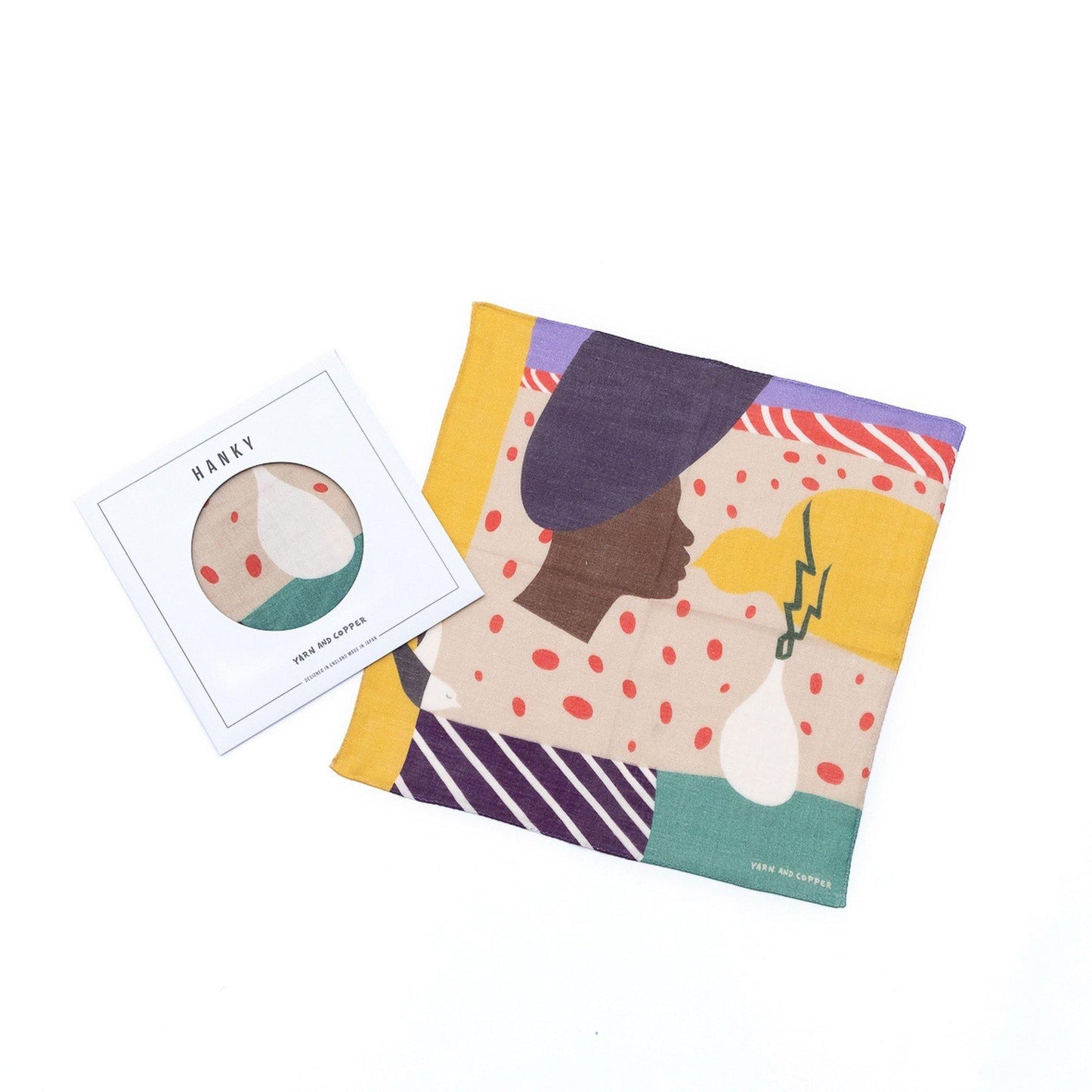 2色 Japanese Printed Double gaze Organic cotton 'Gossip' ハンカチ