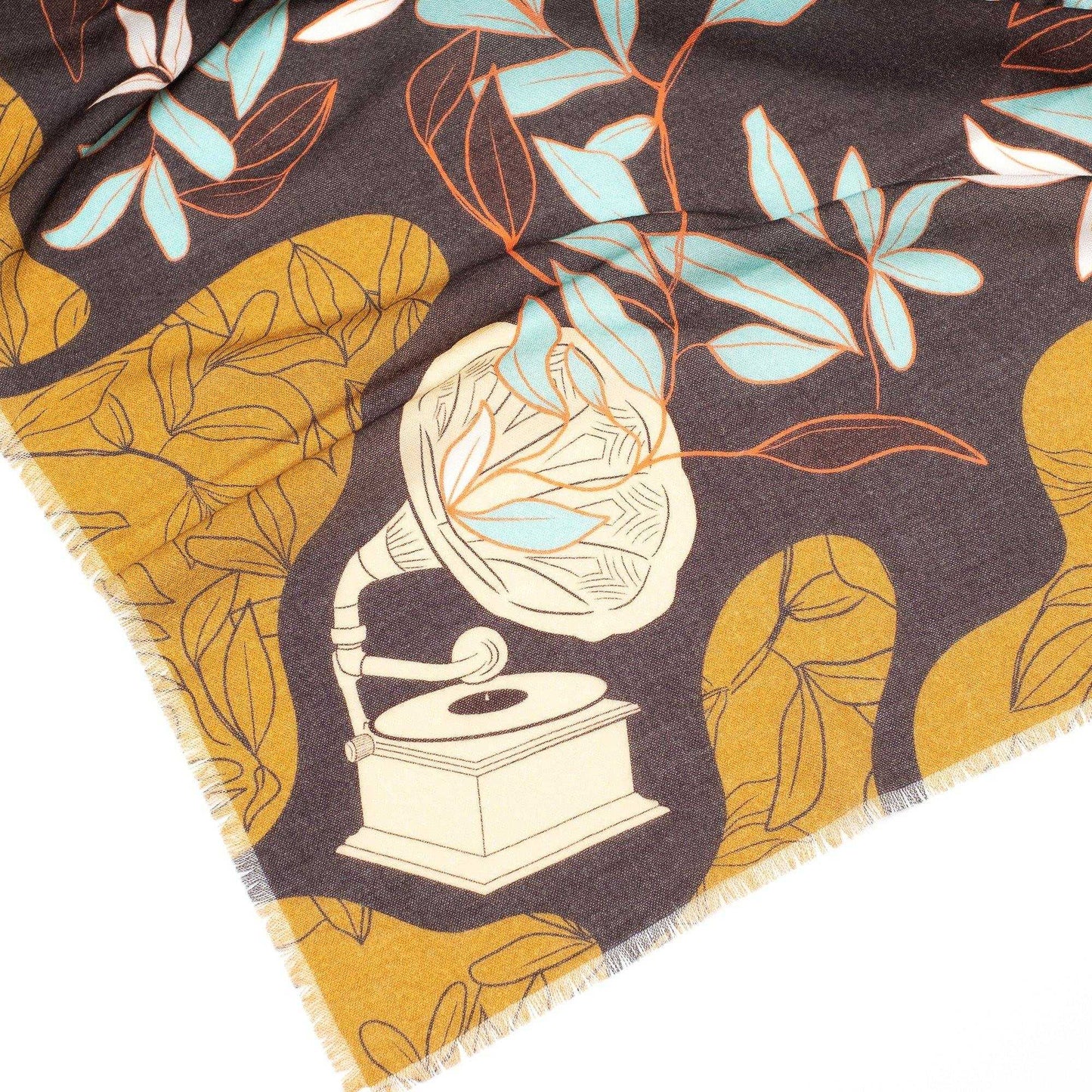 再入荷!Japanese Merino Wool 'Notting Hill' Mustard 正方形スカーフ