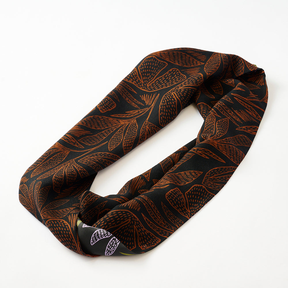 Silk & Merino Wool 'Richmond' black ループスカーフ