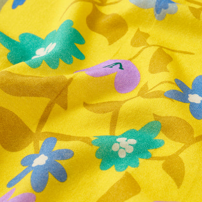 Superfine Merino Wool 'Wildflowers' yellow リング付きミニスカーフ
