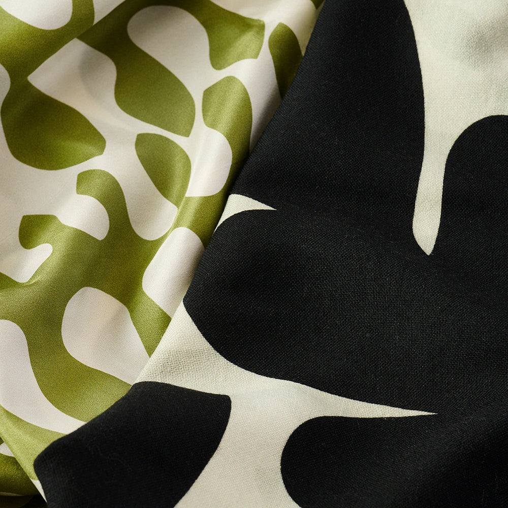 Silk & Merino Wool 'British Fern' green/black ループスカーフ
