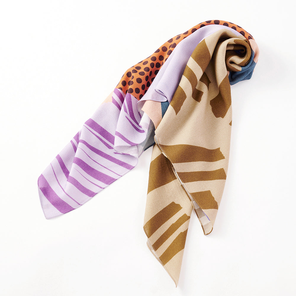 Superfine Merino Wool 'Den Bosch' lavender 正方形スカーフ