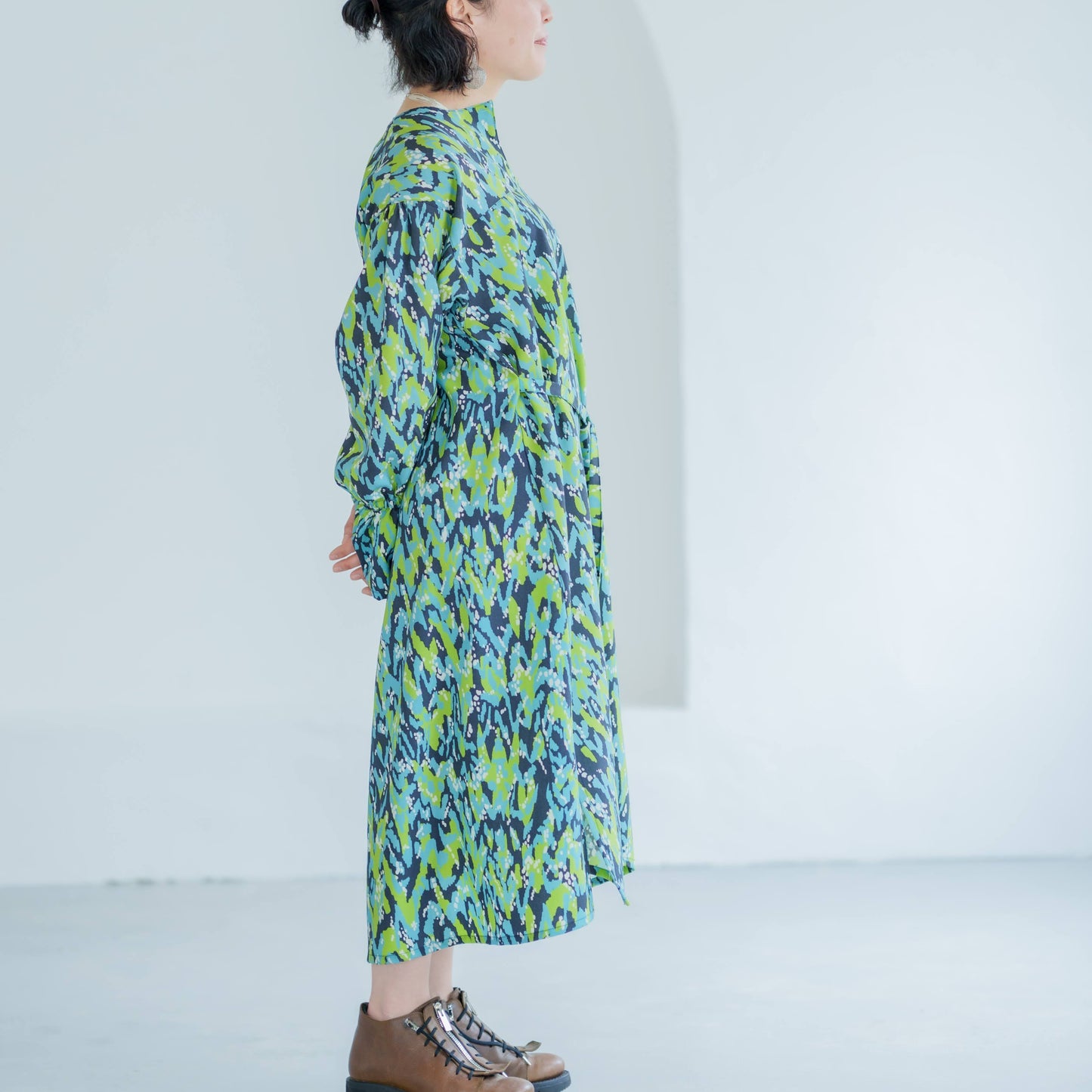 Banshu Ori Japanese Wool/Cotton Jacquard Coat Dress / Camel