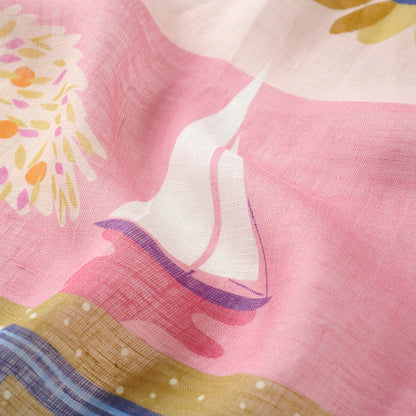 近江のリネン 'Long Summer' sunset pink  リング付きミニスカーフ
