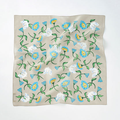 Silk Cotton 'Tamworth' sandy grey リング付きミニスカーフ