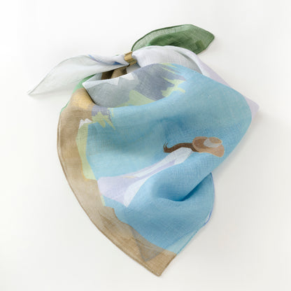 近江のリネン 'White Cliffs'リング付きミニスカーフ