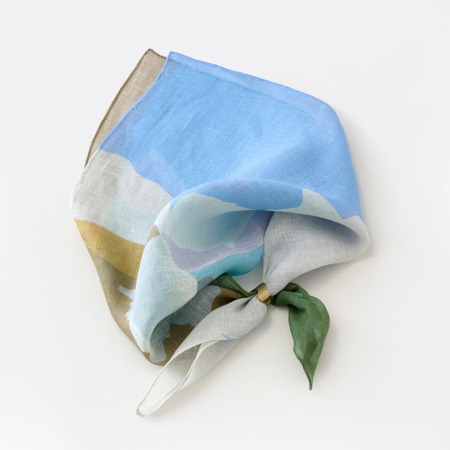 近江のリネン 'White Cliffs'リング付きミニスカーフ