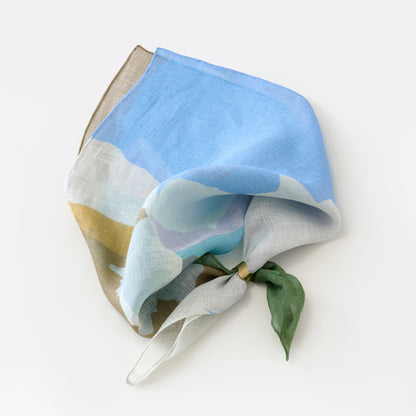 近江のリネン 'White Cliffs'リング付きミニスカーフ