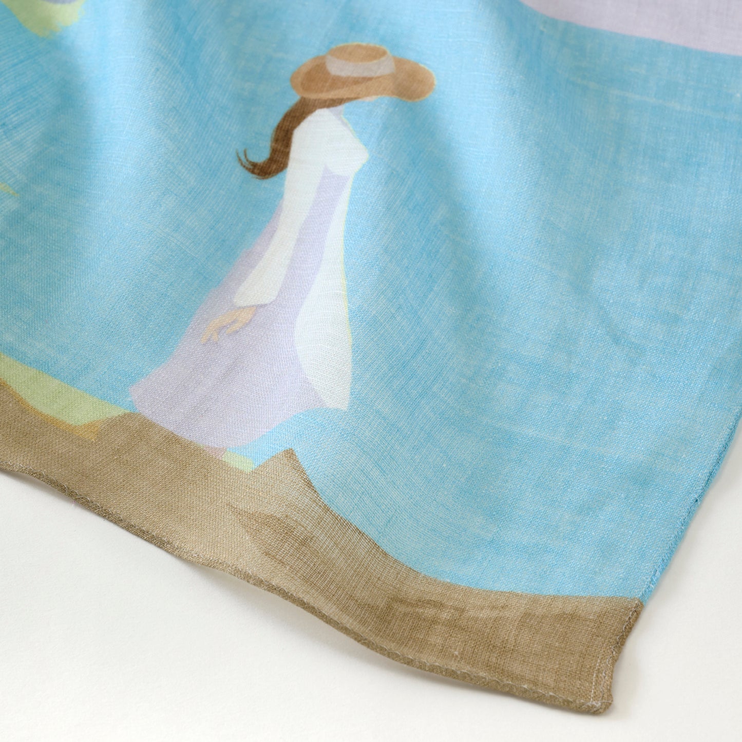 近江のリネン 'White Cliffs'リング付きミニスカーフ