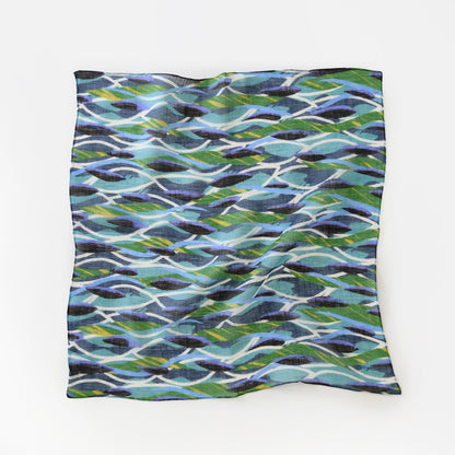 近江のリネン 'Ocean safari' リング付きミニスカーフ