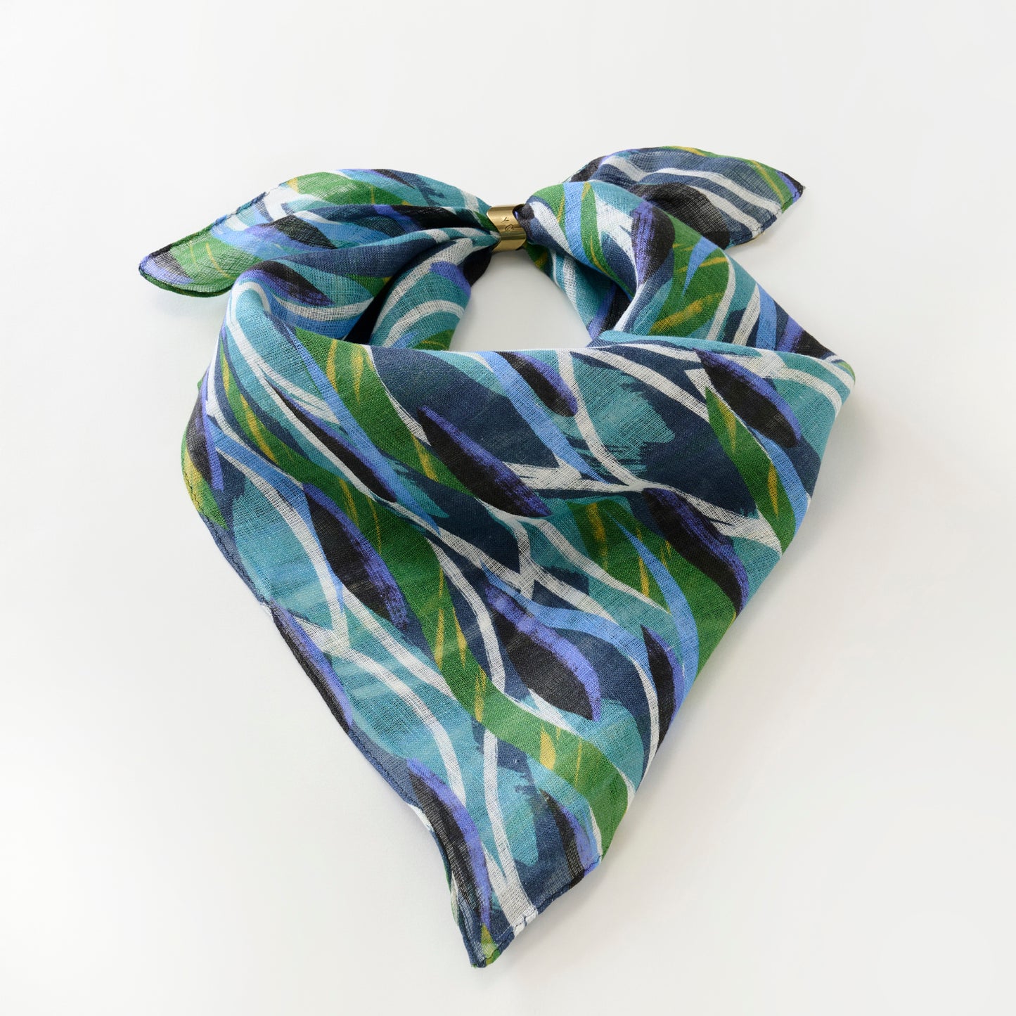 近江のリネン 'Ocean safari' リング付きミニスカーフ