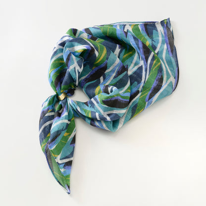 近江のリネン 'Ocean safari' リング付きミニスカーフ