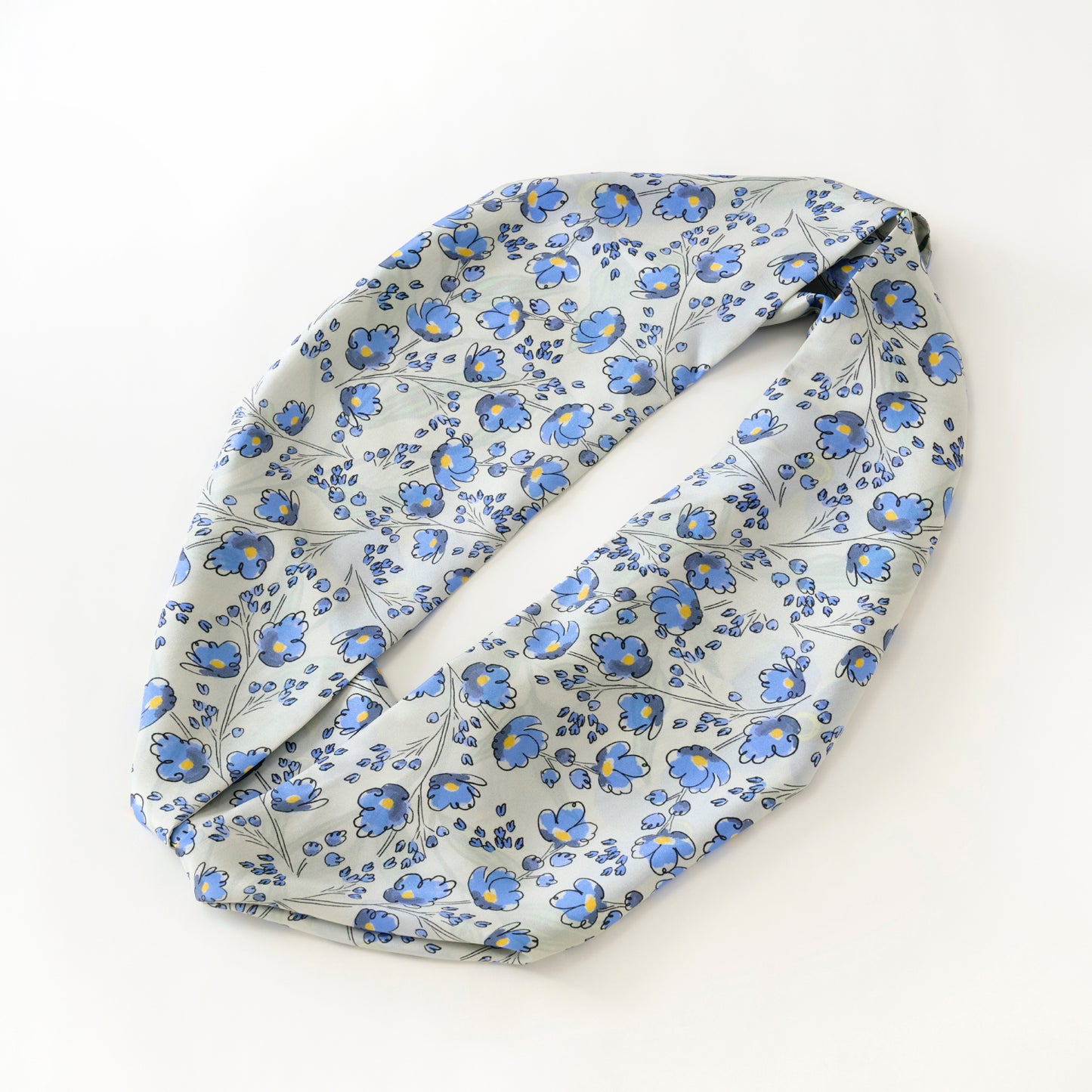 両面シルクのループスカーフ 'Forget Me Not'