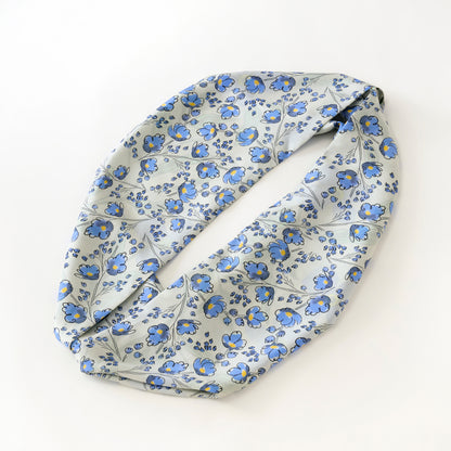 両面シルクのループスカーフ 'Forget Me Not'