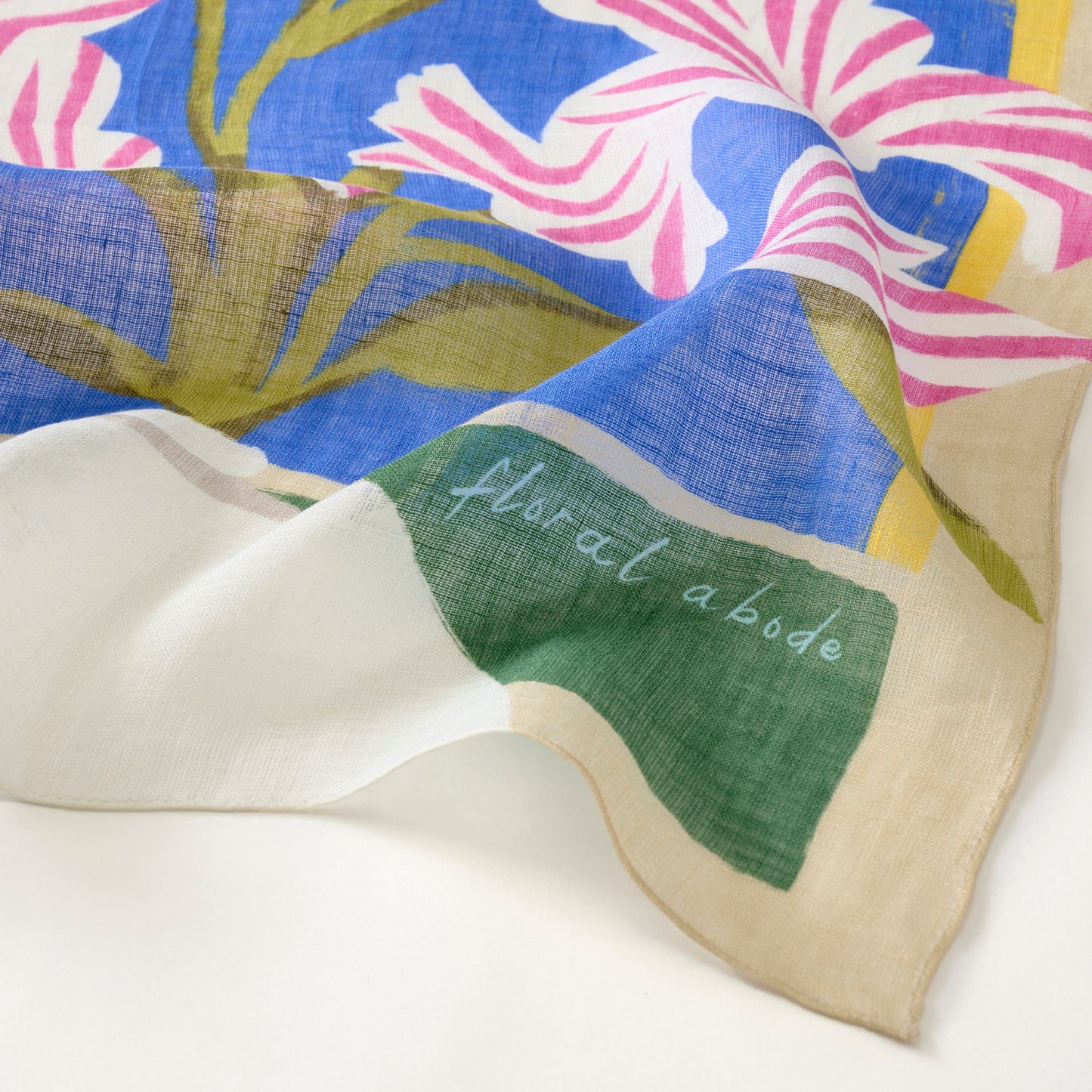 Japanese Printed Silk 'Polka Dot Queen' navy mini scarf with wave ring