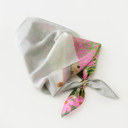 Silk 'Ladybird Cottage' pinkリング付きミニスカーフ