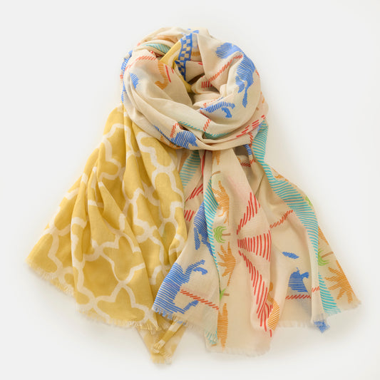 Organic cotton 'Parisian Carosel' peach ロングストール